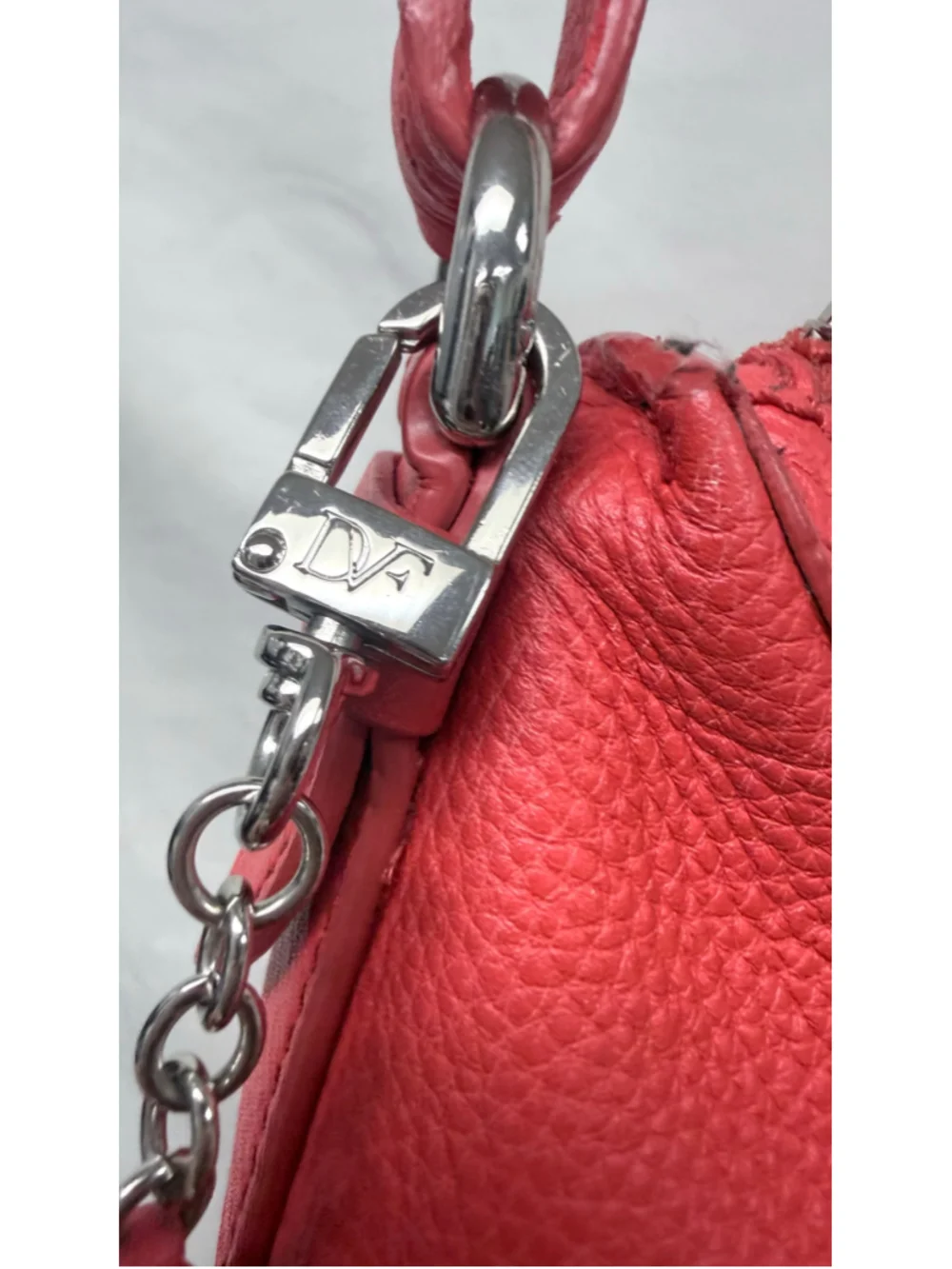 Women's DVF Hobo Bag Red Leather Tassel Handbag